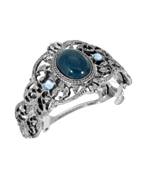 image of Women-s Silver-Tone Oval Crystal Ponytail