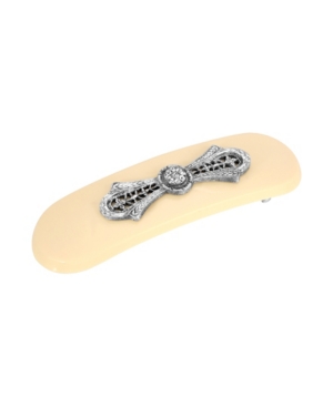 image of Women-s Silver-Tone Filigree with Crystal Accent Hair Clip