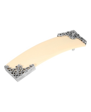 image of Women-s Silver-Tone Filigree Accent Bar Barrette