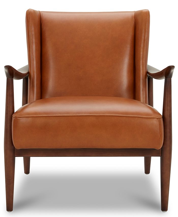 Furniture Jollene Leather Winged Accent Chair, Created for Macy's