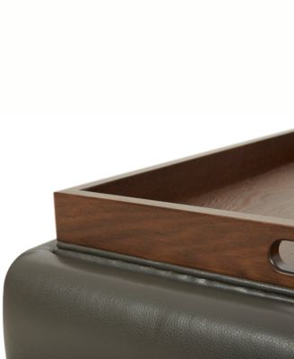 Jollene Leather Ottoman with Wood Trays, Created for Macy's