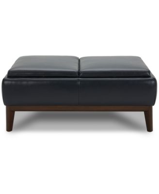 Jollene Leather Ottoman with Wood Trays