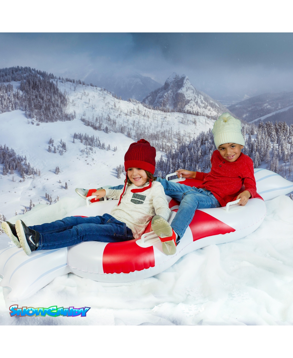 PoolCandy's SnowCandy Peppermint 2-Seater Snow Tube