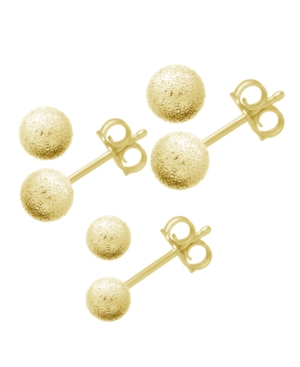3 Piece Textured Ball Stud Set in Fine Silver Plate