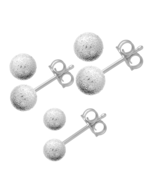 image of 3 Piece Textured Ball Stud Set in Fine Silver Plate