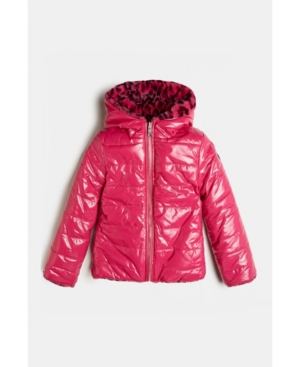 image of Big Girls Reversible Shiny Slick Look Quilted Nylon Puffer Jacket