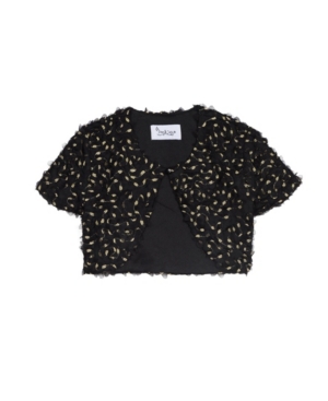 image of Belle by Badgley Mischka Big Girls Textured Black Cardigan