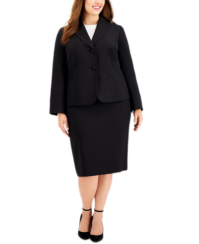 Le Suit Plus Size Shawl-Collar Skirt Suit - Macy's