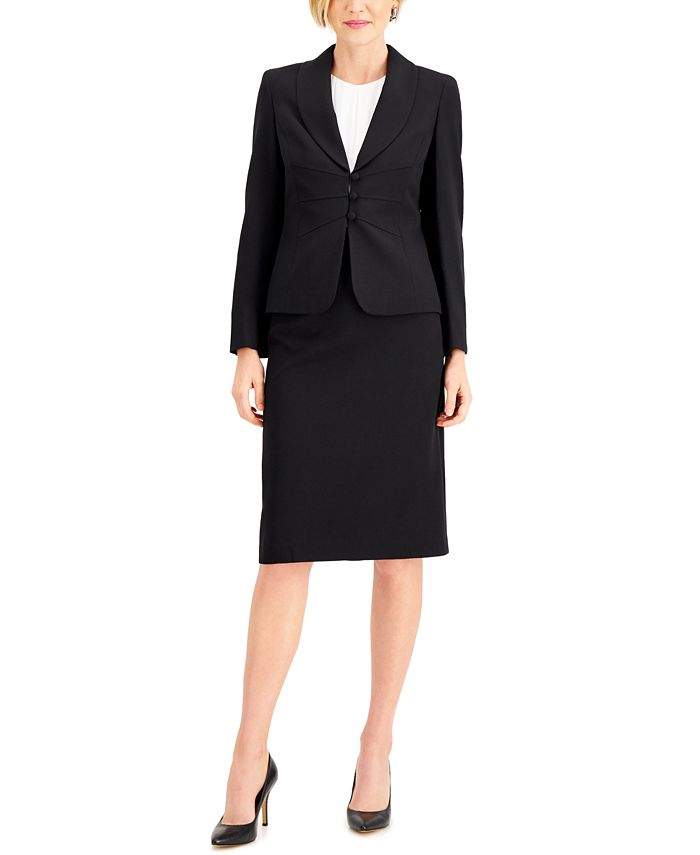 Le Suit Shawl-Collar Skirt Suit - Macy's