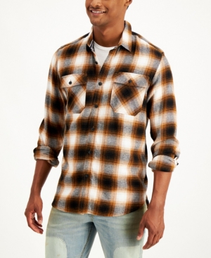 SUN + STONE MEN'S AUSSIE PLAID FLANNEL SHIRT, CREATED FOR MACY'S