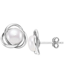 Cultured Freshwater Pearl (7mm) Love Knot Stud Earrings, Created for Macy's