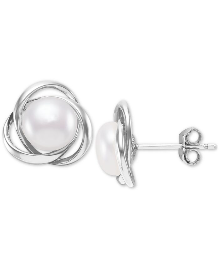 Giani Bernini Cultured Freshwater Pearl (7mm) Love Knot Stud Earrings