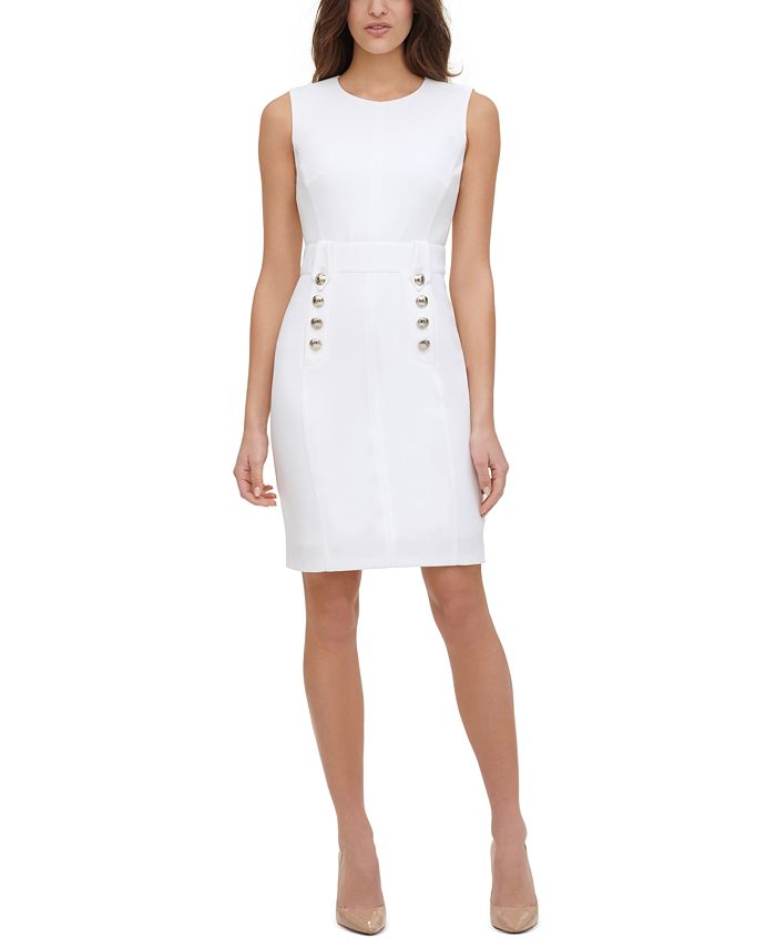 Tommy Hilfiger Petite Scuba Crepe Button Front Sheath Dress Macy s