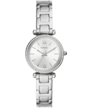 image of Fossil Women-s Carlie Mini Rose Silver-Tone Bracelet Watch 28mm