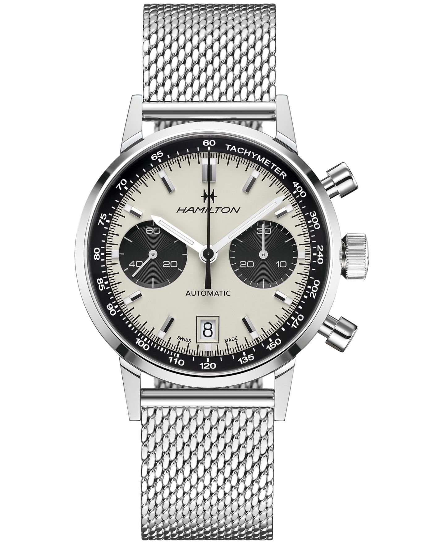 Мужские часы Hamilton Swiss Automatic Chronograph Intra-Matic Stainless Steel Mesh Bracelet Watch 40mm — фото 1