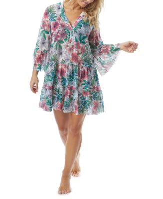 Coco Reef Floral-Print Cover-Up Dress - Macy's