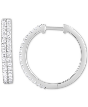 image of Diamond Princess Double Row Hoop Earrings (1-5/8 ct. t.w.) in 14k White Gold