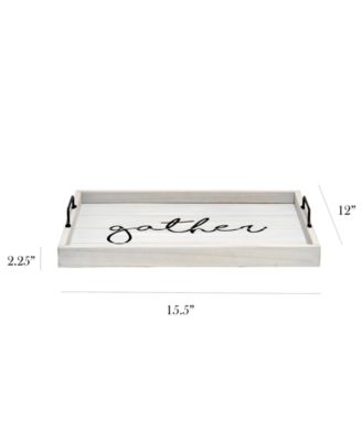 Decorative Wood Serving Tray with Handles - Gather