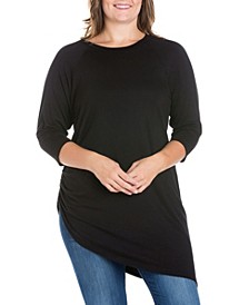 Women's Plus Size Asymmetrical Elbow Sleeves Tunic Top