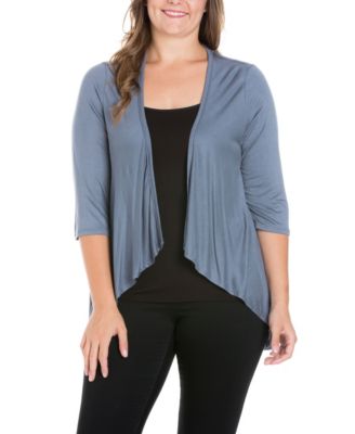 Plus Size Elbow Length Sleeve Open Cardigan