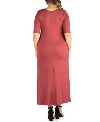 Plus Size Elbow Length Sleeve Maxi Dress