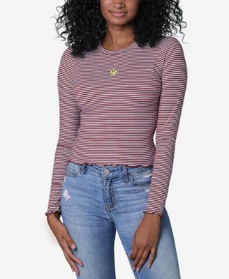 Polly & Esther - Juniors' Lettuce-Edged Graphic T-Shirt