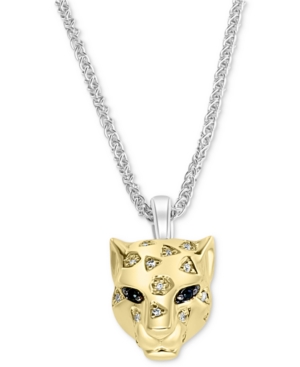 image of Effy Diamond (1/10 ct. t.w.) & Black Sapphire Accent Panther 18