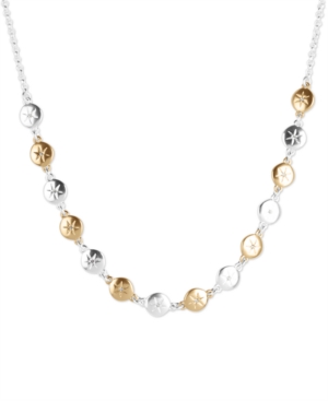 image of Lucky Brand Two-Tone Pave Star Disk Collar Necklace, 17