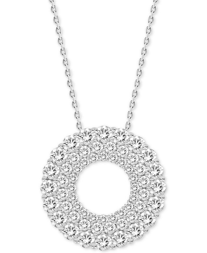 Macy's Diamond Circle 18" Pendant Necklace (1 ct. t.w.) in 14k White Gold Macy's