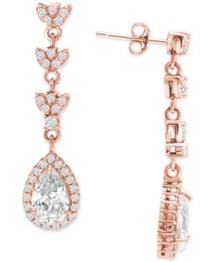 image of Giani Bernini Cubic Zirconia Teardrop Halo Drop Earrings in 18k Rose Gold-Plated Sterling Silver, Created for Macy-s