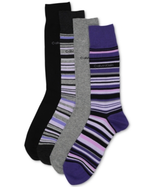 Calvin Klein Men's 4-Pack Multi-Stripe Dress Socks