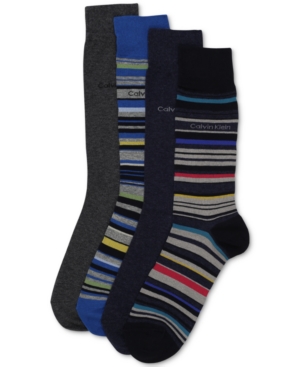 Calvin Klein Men's 4-Pack Multi-Stripe Dress Socks