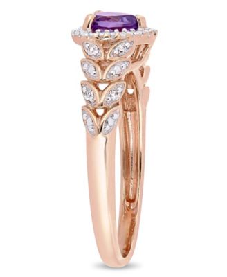 Amethyst and Diamond Halo Heart Ring (Also in Blue Topaz)