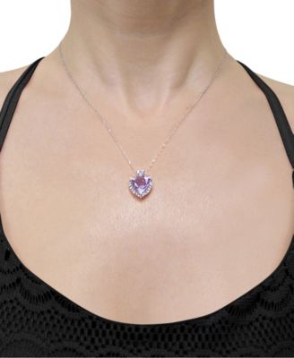 Amethyst Tanzanite and Diamond Accent Heart Necklace