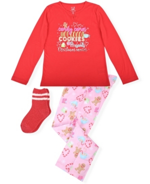 image of Big Girl-s 2 Piece Christmas List Pajama Set with Socks
