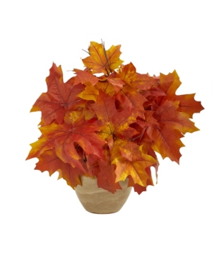 Autumn Maple Leaf Artificial Plant in Decorative Planter