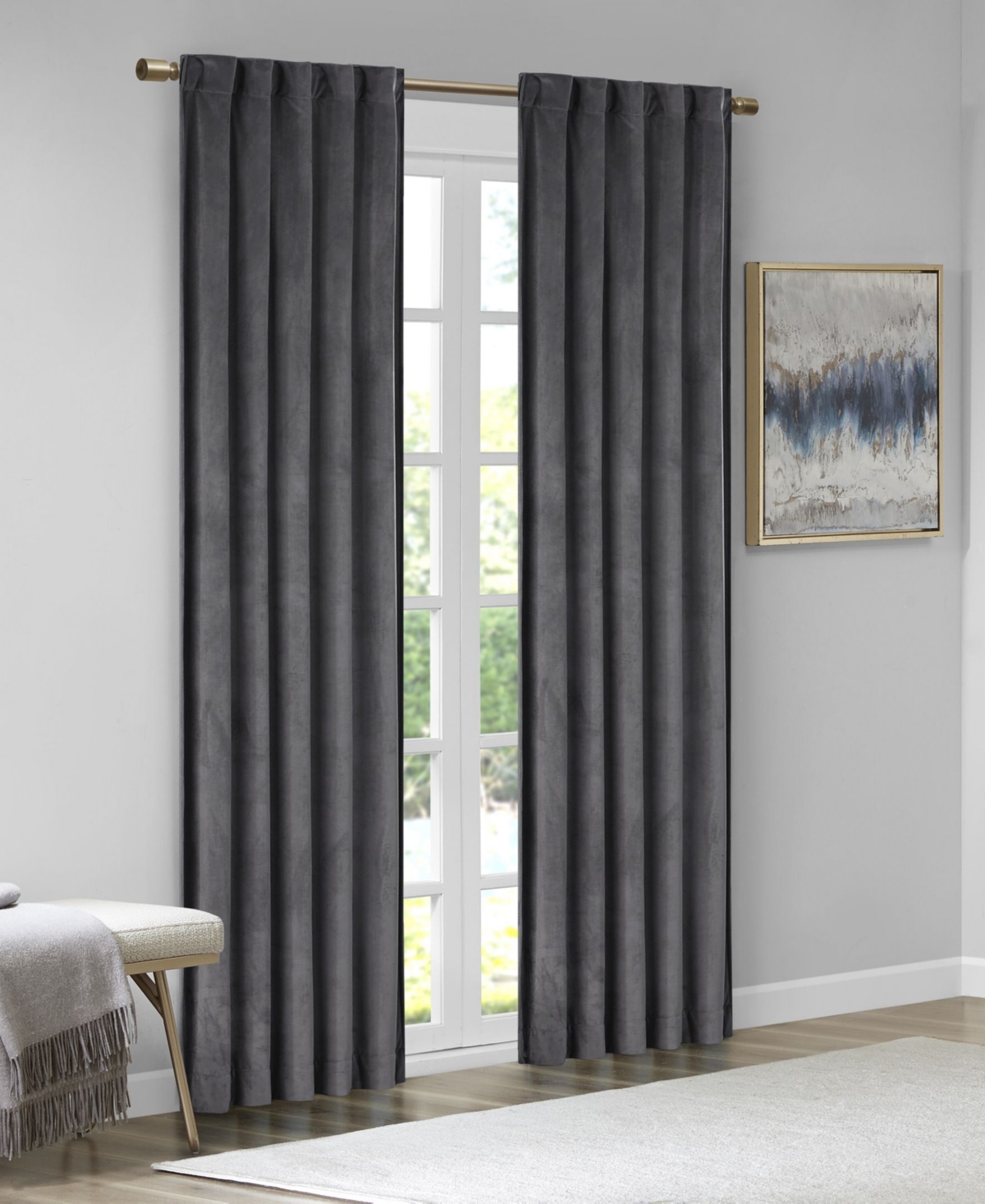 Colt Room Darkening Velvet Curtain Panel Pair, 37