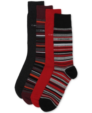 Calvin Klein Men's 4-Pack Multi-Stripe Dress Socks