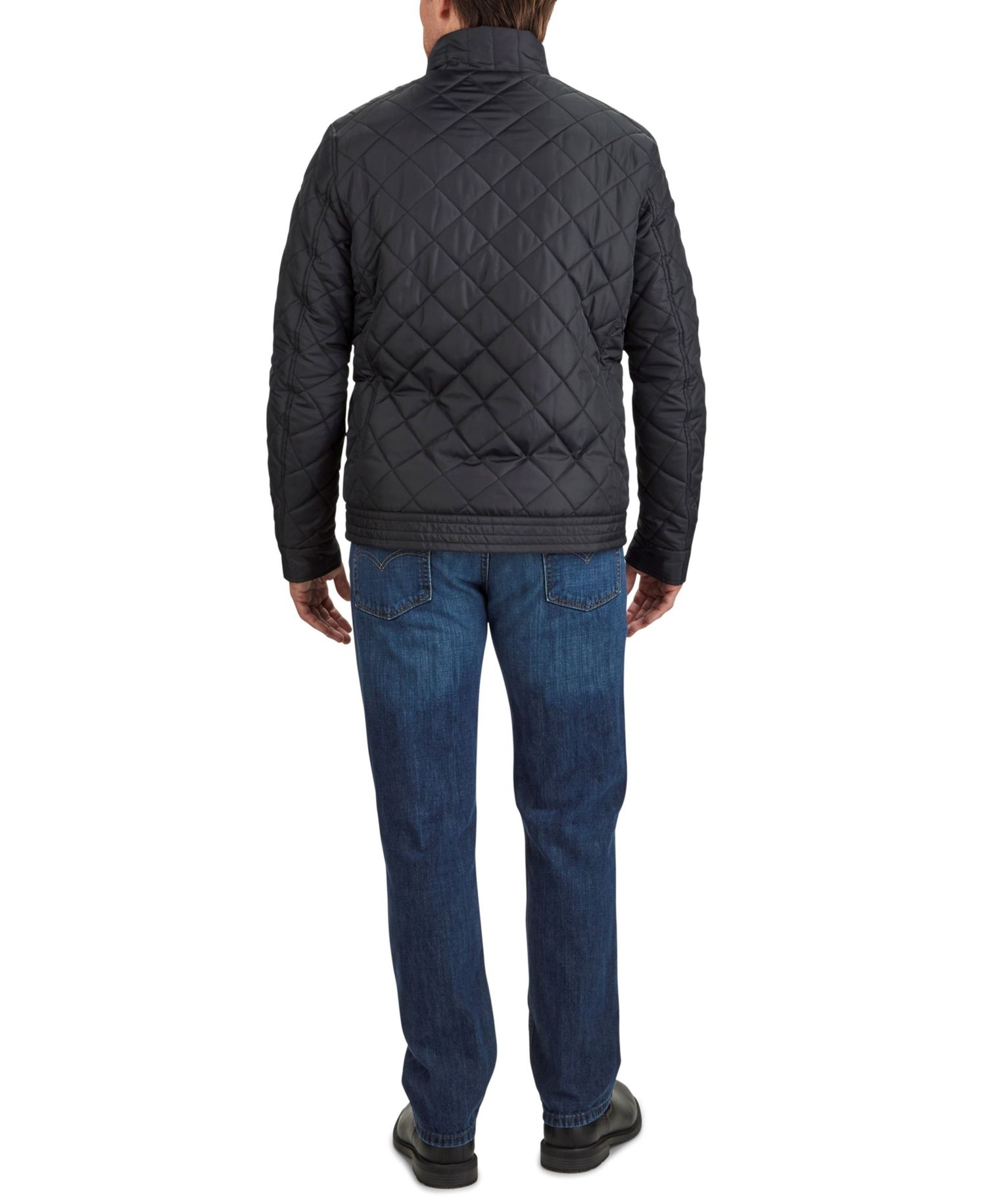 Cole Hann Men's Diamond Quilt Jacket with Faux Sherpa Lining