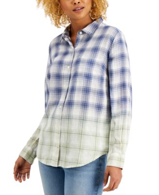Style & Co Cotton Ombré Plaid Shirt, Created for Macy's & Reviews ...