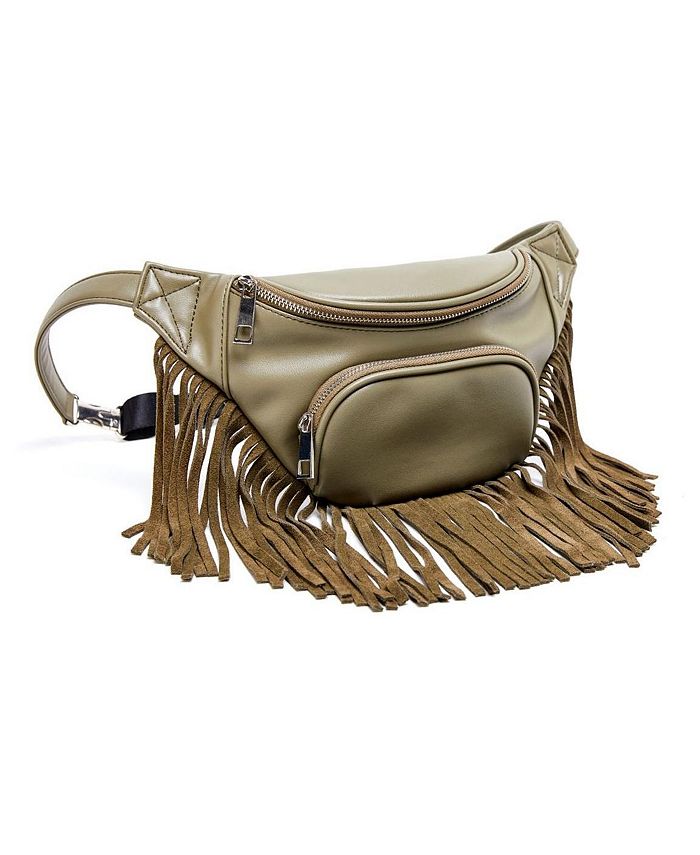 Leather fringe fanny top pack