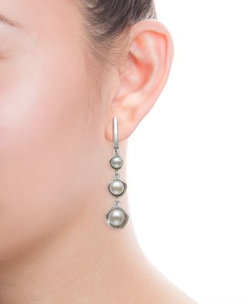Macy's - Graduated Cultured Freshwater Pearl 5-8mm Drop Earrings in Sterling Silver