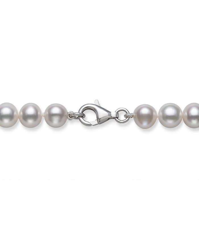 Macy's - Cultured Freshwater Pearl 7-8mm AA Quality and Cubic Zirconia Accent Necklace in Sterling Silver, 18"