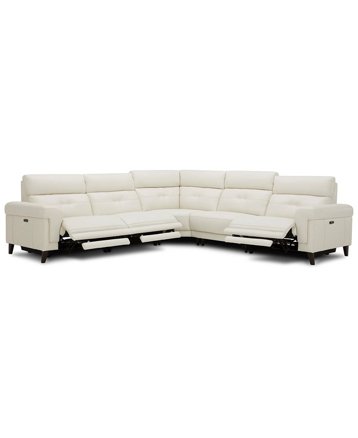 Furniture Jazlo 5Pc. Leather Sectional with 3 Power Recliners, Created