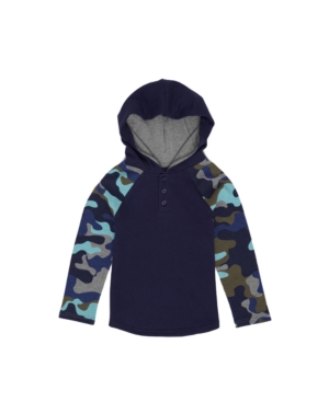 image of Little Boys Long Camo Sleeve Hooded Thermal
