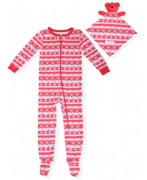 image of Max & Olivia Baby Girls Fair Isle Coverall with Blankie Baby