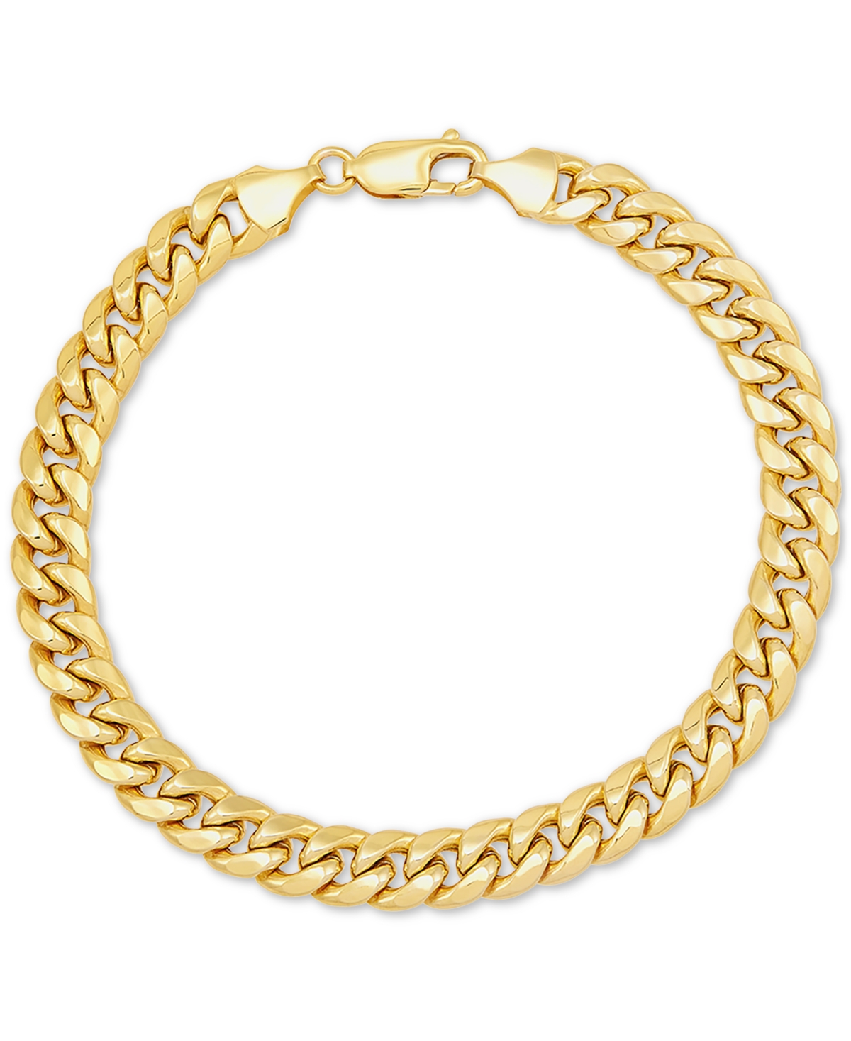 Italian Gold Miami Cuban Link 7-1/2" Chain Bracelet (7mm) In 10k Gold In Yellow Gold