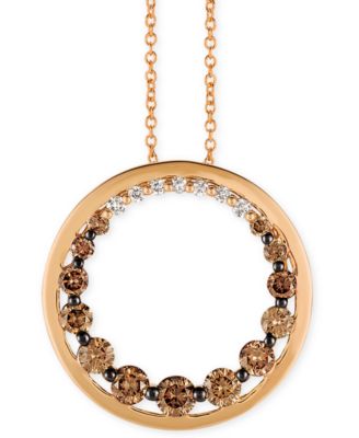 Le Vian - Chocolate Diamond & Vanilla Diamond Circle 18" Pendant Necklace (3/4 ct. t.w.) in 14k Rose Gold