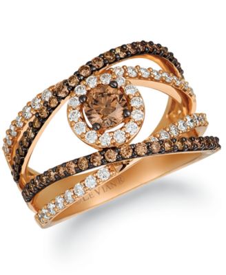 Chocolate Diamond & Vanilla Diamond Crisscross Statement Ring (1-1/4 ct. t.w.) in 14k Rose Gold