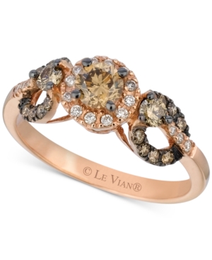 image of Le Vian Chocolate Diamond & Vanilla Diamond Ring (3/4 ct. t.w.) in 14k Rose Gold